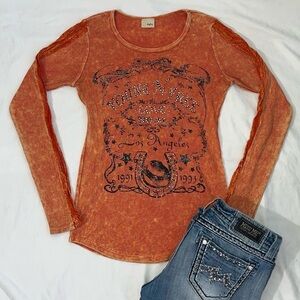 Y2K grunge day trip rhinestone long sleeve top